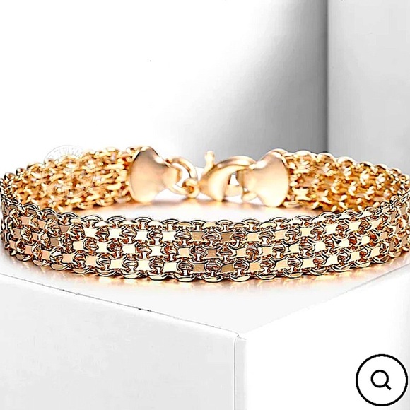 NEW ROSE GOLD FILLED 12MM VENITIAN CHAIN LINK BRACELET - Picture 8 of 8